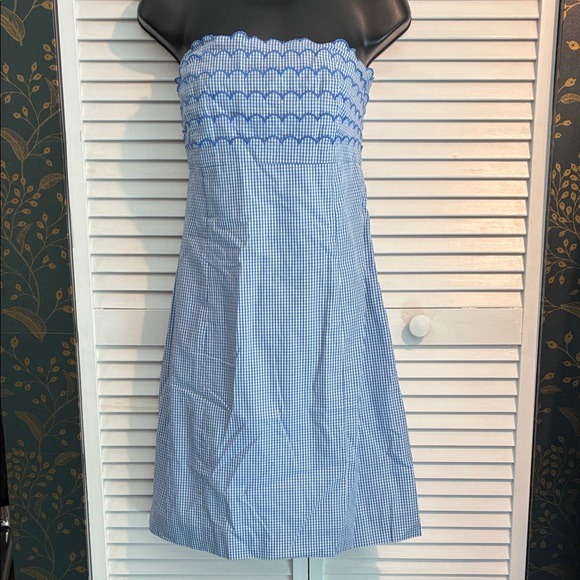 Lilly Pulitzer Strapless Blue Gingham Dress - Picture 1 of 9
